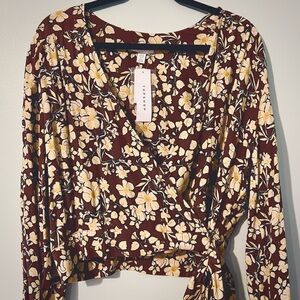 Topshop Floral Wrap Blouse
